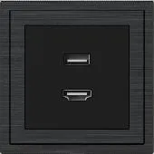 HDMI + USB rozetkasi Xelent Series, qora MPSXL-HU-NP.18