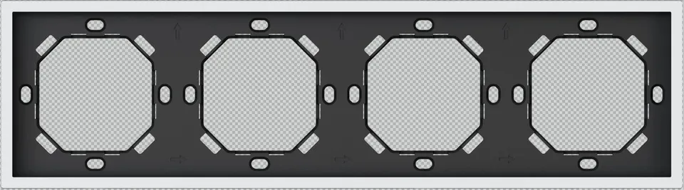 Ramka Xelent Series, 4 postli, gorizontal, EU standarti, plastik, fil suyagi rang / ko‘mir kulrang MPFXL-4GFH-NP.18