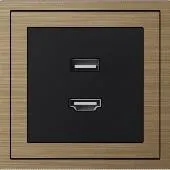 Розетка HDMI + USB Xelent Series, состаренная бронзовая латунь MPSXL-HU-NP.18