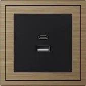 USB + Type-C rozetkasi Xelent Series, eskitilgan bronza jez MPSXL-UT-NP.18