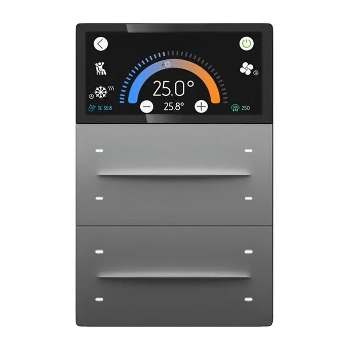 Сенсорная KNX-панель iXm 3″, 8 кнопок, отделка Terra Black, с ЖК-дисплеем ITR333-1851