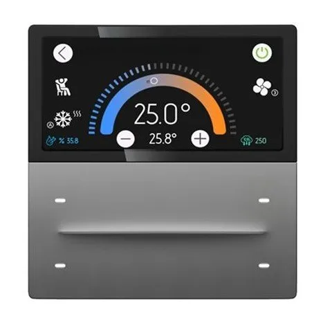 Сенсорная KNX-панель iXm 3″, 4 кнопки, отделка Softtouch Black, с ЖК-дисплеем, с датчиком качества воздуха (AQI) ITR333-3481