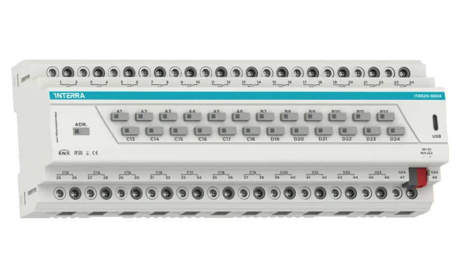 Комбинированный KNX-актуатор Interra Combo Plus, 24 канала, T12 (12 модулей DIN) ITS525-0124